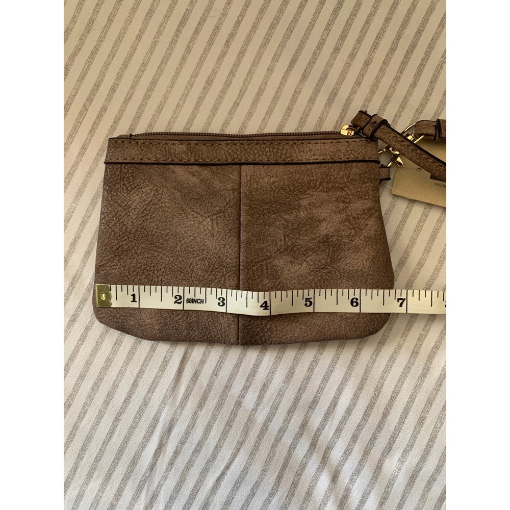 Wilsons Leather Textured Wristlet Pouch Gold Hardware New - Picture 9 of 10